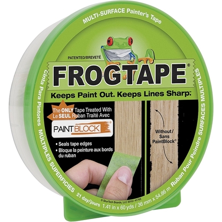 SHURTECH BRANDS FrogTape Painting Tape, 60 yd L, 1.41 in W, Green 1408436